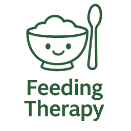 Smiling bowl and spoon, "Feeding Therapy" text.